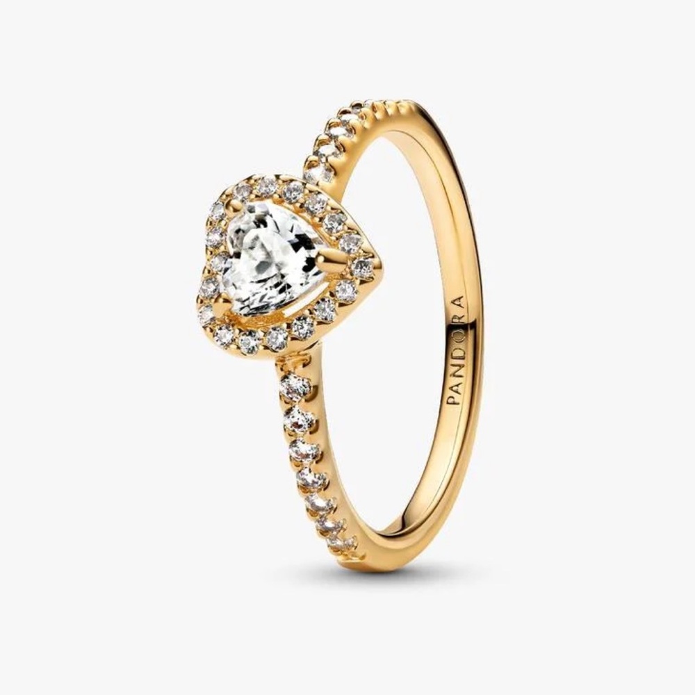 Pandora Gold Heart Ring with Silver Accents